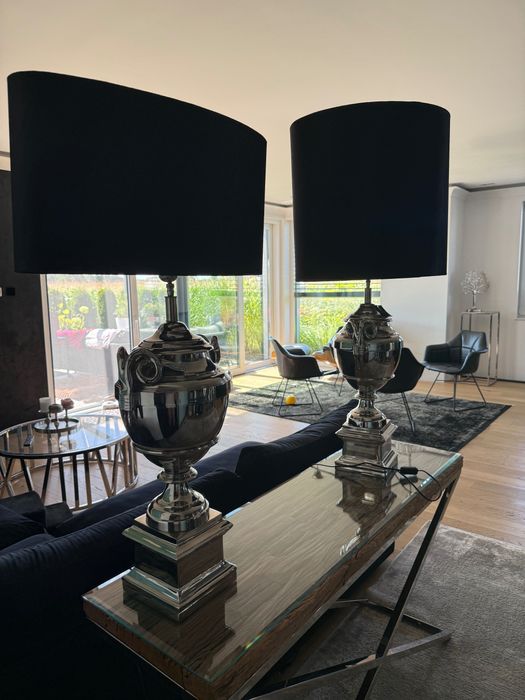 Lampa Stojąca Ekskluzywny designn Błyszcząca metalowa podstawa .2 x