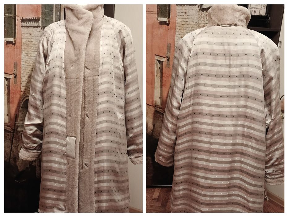 Шуба натуральна лама альпака хутряне вовняне пальто напівшубок