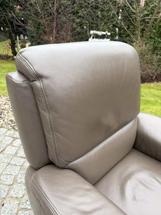 fotel rozkładany relaksacyjny z funkcją relax TV skóra naturalna