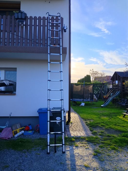 Drabina teleskopowa 4,4m stal nierdzewna z hakami