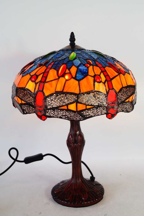 Lampka witrażowa piękne kolory styl tiffany biuro gabinet 3