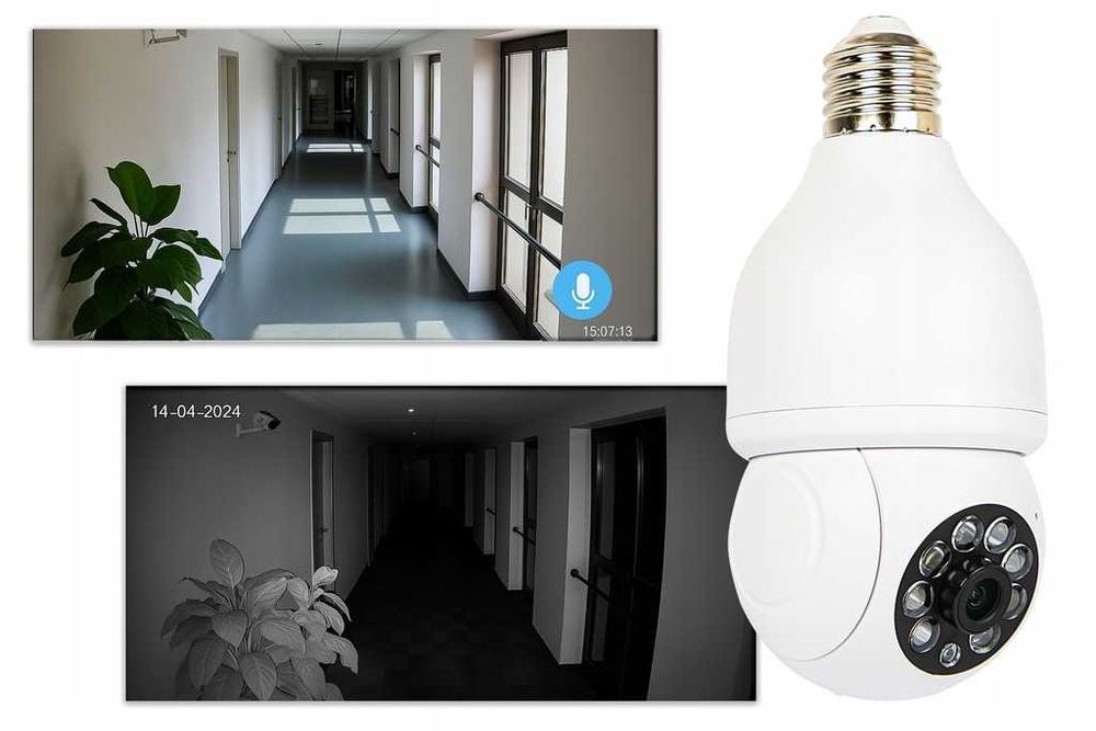 KAMERA WiFi wewnętrzna obrotowa żarówka gwint E27 Monitoring TUYA 3MP