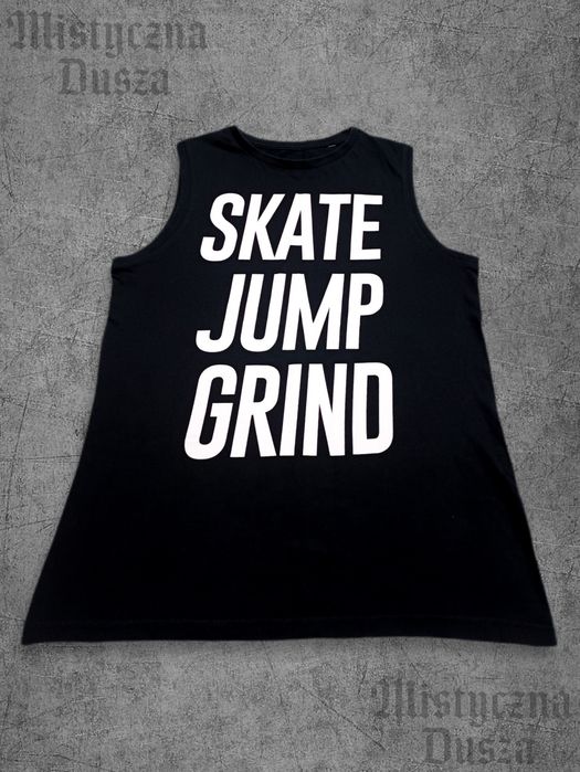 Czarny t-shirt na ramiączkach bokserka skate jump grind sk8 skater SWAG y2k 2000 alternative opium
