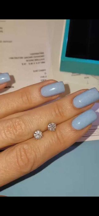 Пусеты белое золото бриллиант 1.20 кт сертификат