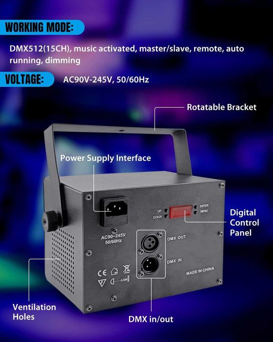 4-Efekty LED Kula Disco Laser Stroboskop Gobo Mix Wzorów i Kolorów DMX