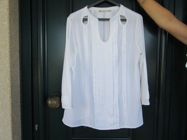Blusa branca com nervuras, NOVA