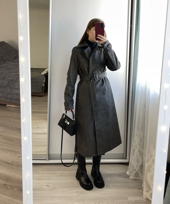 Пальто, тренч з еко-шкіри.