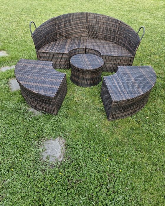 Wyspa ogrodowa okrągła z technoratanu