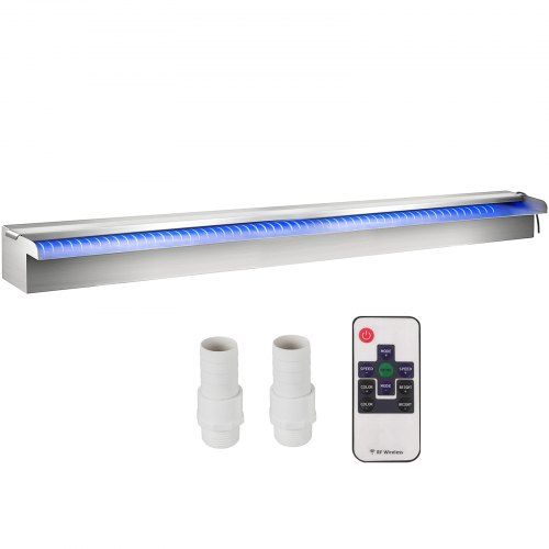 VEVOR wodospad Z przelewem LED 120CM stal nierdzewna pilot do basenu