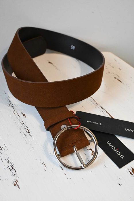 Wojas pasek welurowy zamszowy brązowy 85cm