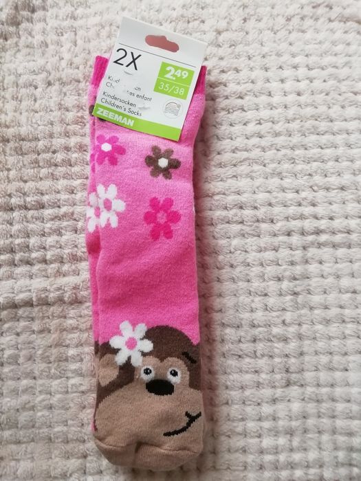 Ciepłe frotowe skarpety dziewczęce nowe 35/38 dwupak