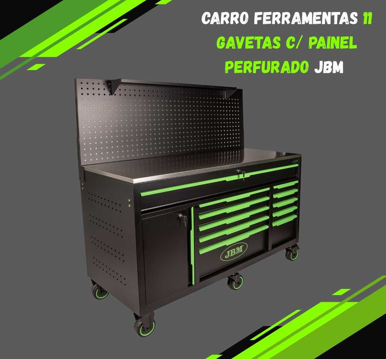CARRO FERRAMENTAS 11 GAVETAS C/ PAINEL PERFURADO JBM JL20