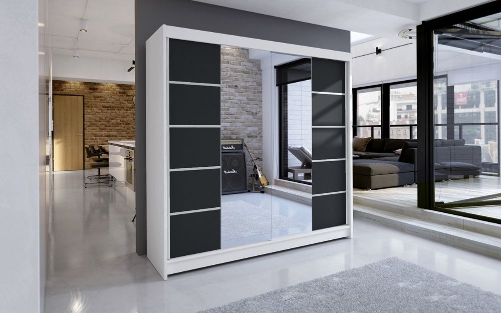 Szafa przesuwna TUNIS V Z LUSTREM garderoba pojemna