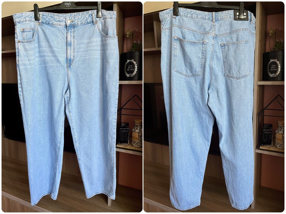 Базові блакитні джинси мом Dr. Denim 3XL 4XL з потертостями великий розмір батал