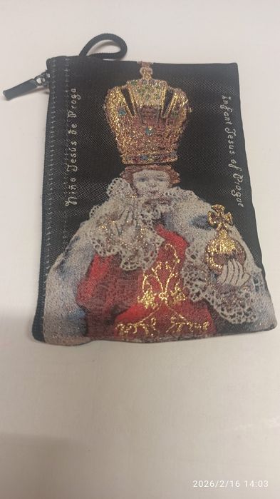 Porta moedas de Praga com imagem do menino Jesus de Praga