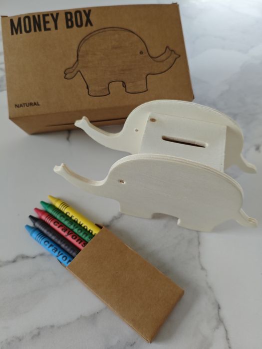 Drewniana skarbonka do pokolorowania - Słonik