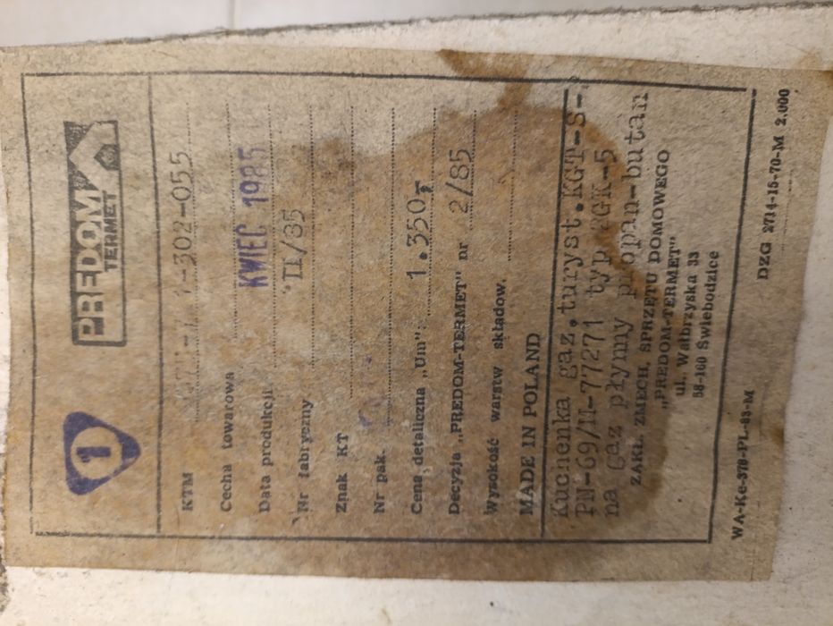 Kuchenka gazowa nowa PREDOM