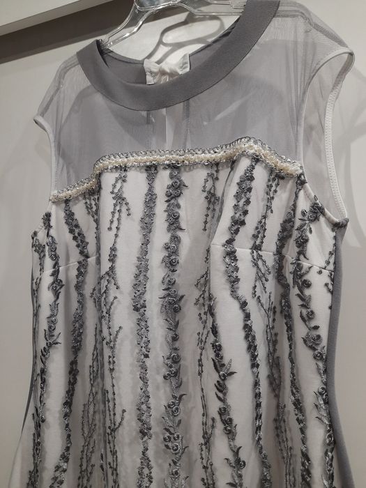 Nowa sukienka_popiel, srebro, koronka 2xl-3xl