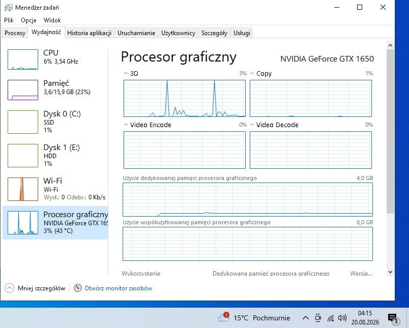 Komputer do gier | Ryzen 5 (6 rdzeni / 12 wątków) | GTX 1650 4GB | 16GB RAM | 128GB + 1TB