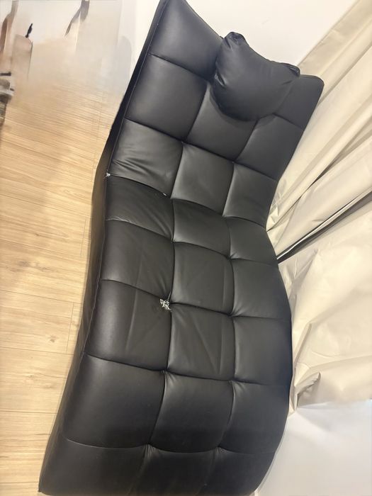 Chaise Longue / Sofá Relax em Pele Sintética – Preto