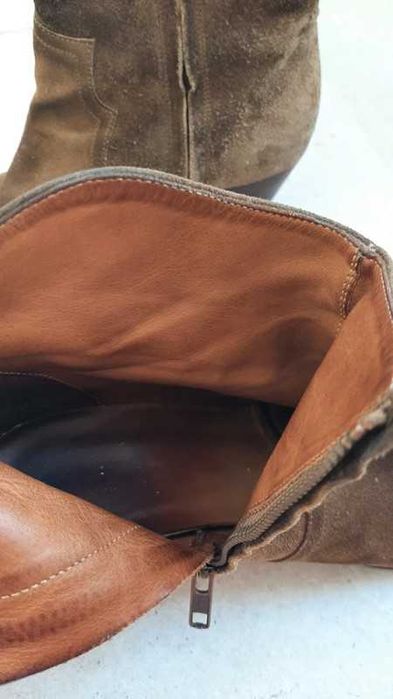 Botins pele camurça camel