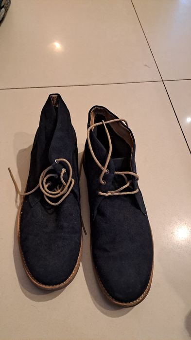 H&M buty półbuty sztyblety męskie nubuk zamsz granat 44