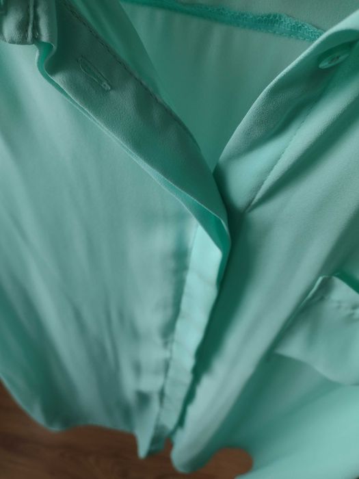 Miętowa Bluzka koszula mgiełka plus size 48