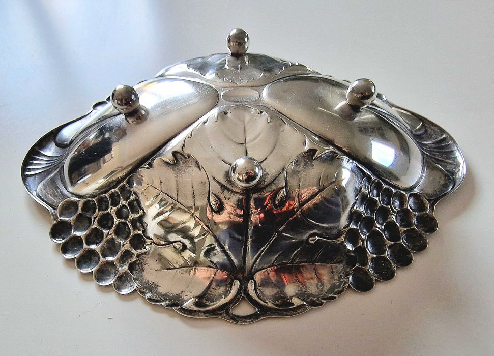 Przepiękna srebrzona patera na owoce Art Nouveau - Secesja