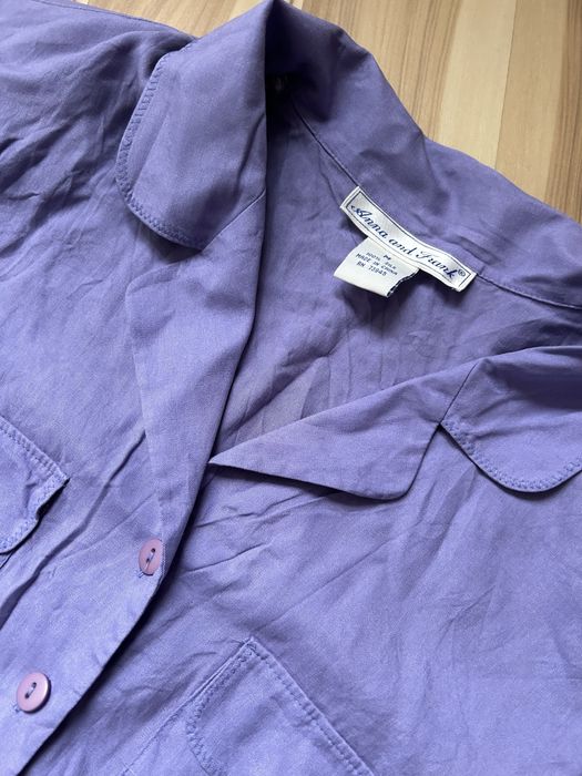 Koszula z krótkim rękawem jedwabna M elegancka bufki
