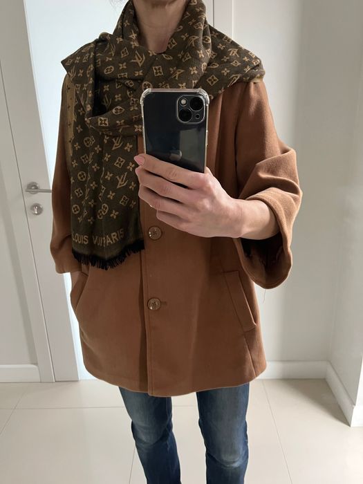 Wiosenny płaszcz L, XL, brąz , karmel, rękaw 3/4.