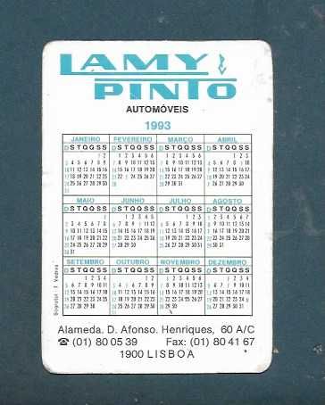 Automobilismo - Formula 3 - PEDRO LAMY - calendário de bolso AUTOGRAFADO