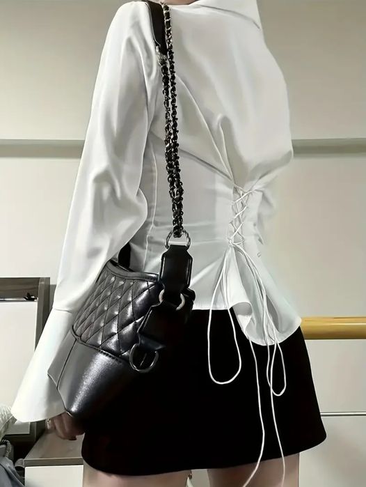 Рубашка приталенная с завязками