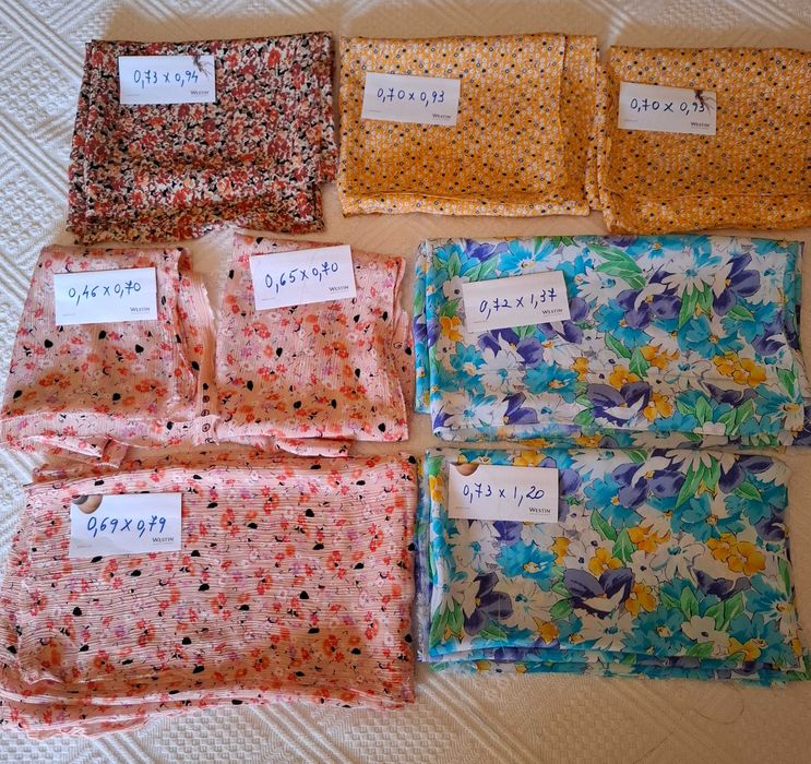 Retalhos / Tecidos de Crepon e Seda