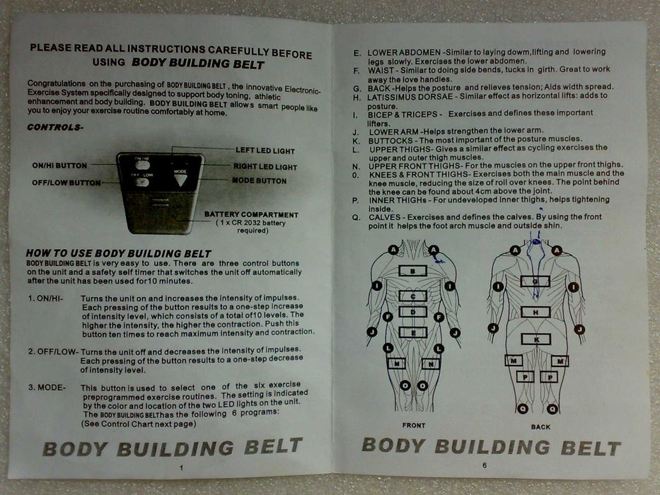 Миостимулятор Body Building Belt Фитнес пояс тренажер похудение массаж