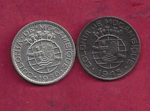 Moçambique  ex-colonia  2 Moedas  1 Escudo  1945  e 1950