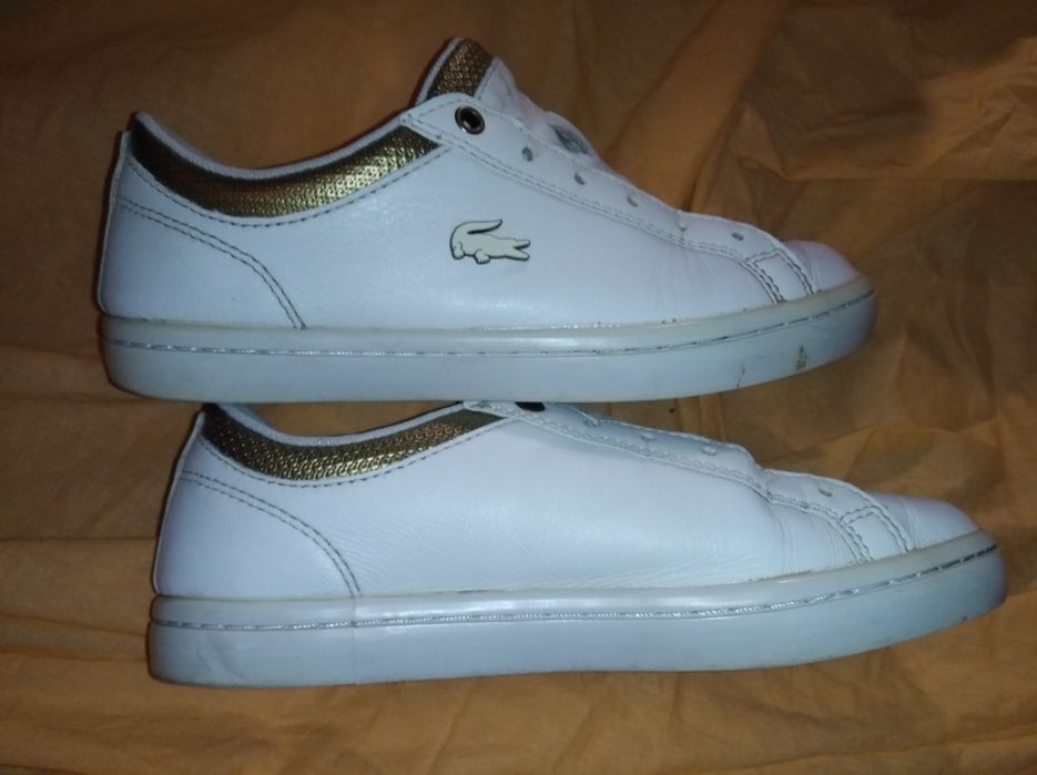 Кроссовки женские лакоста белые 37 кожанные lacoste
