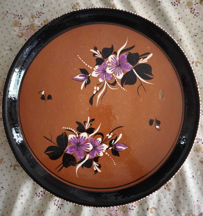Large Vintage Glazed Earthenware Plate