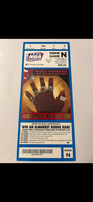 Bilhete NBA 1998 - Chicago Bulls Playoffs