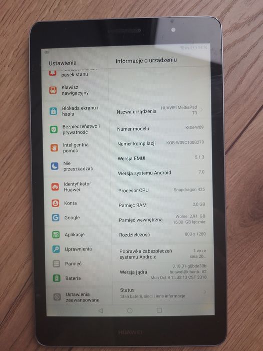 Tablet Huawei 8" mediaPad  T3  w pełni sprawny