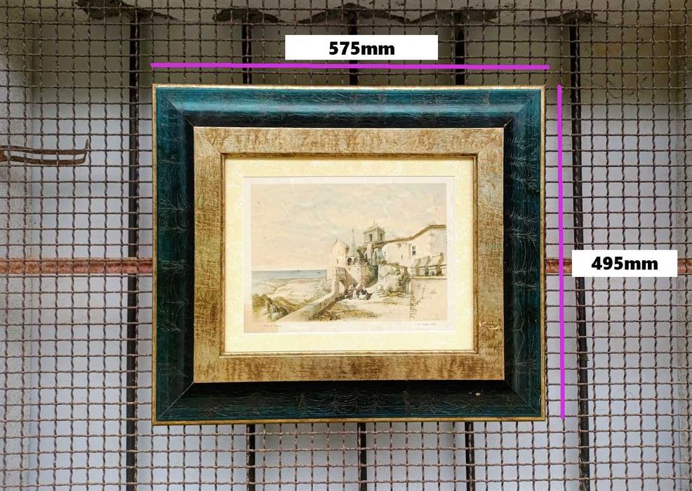 Quadro com gravura emoldurada do Convento da Pena em Sintra Portugal