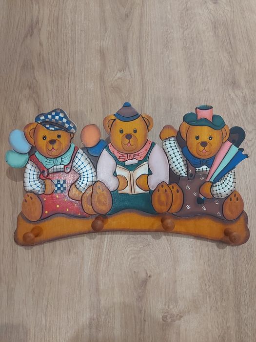 Cabide quádruplo de Madeira - 3 Ursinhos