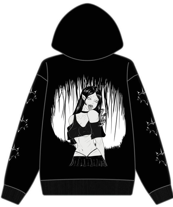 Camisola hoodie preto alternativo gótico anime