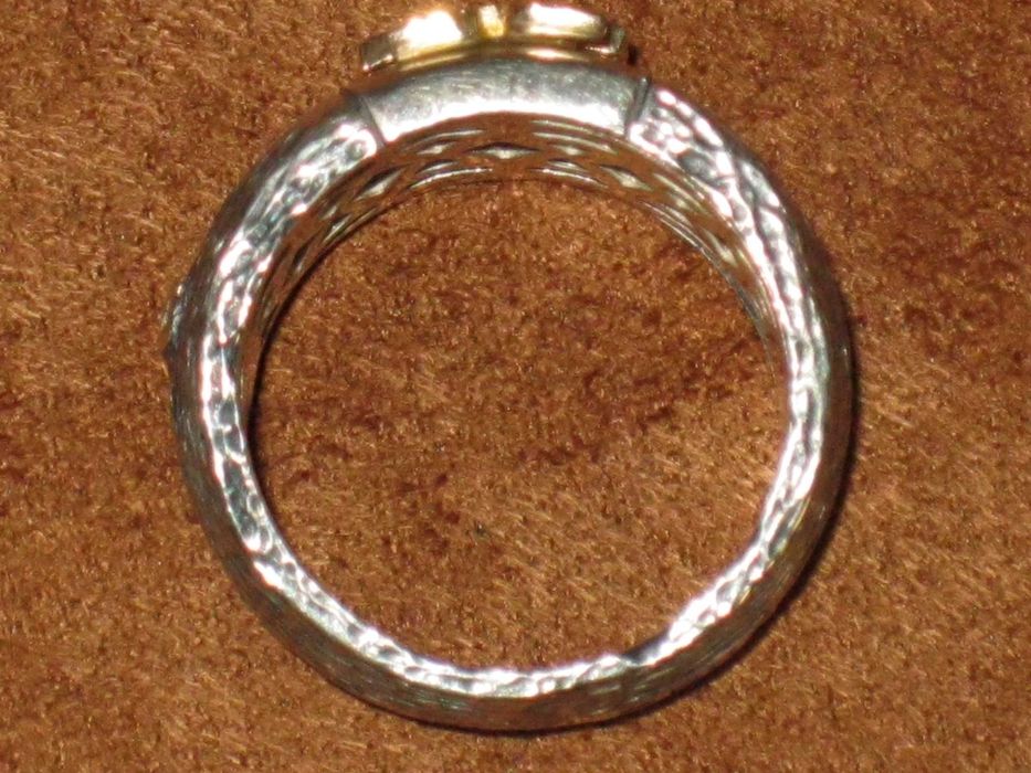 Anel Prata 925`/.. e Ouro 9K 375`/.. C/Contraste