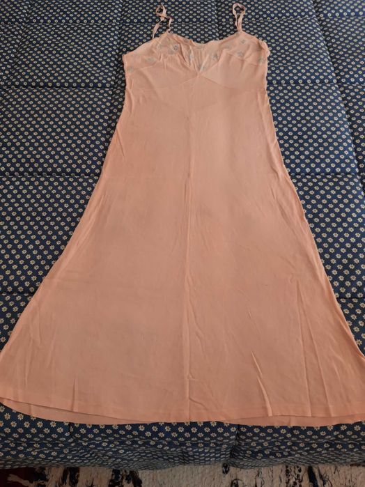 Combinação antiga em seda salmão claro #