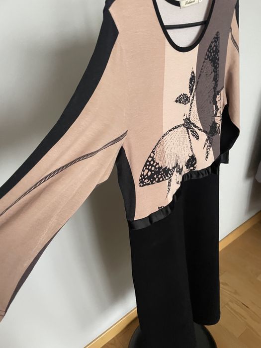 Rebecca sukienka damska z motylem, czarna koralowa, wiskoza rozm 44/46