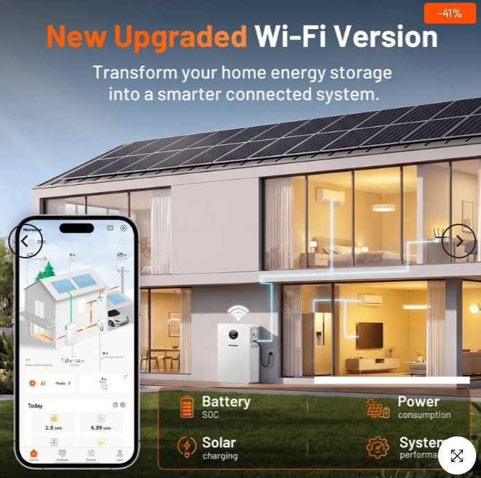 Inversor Híbrido Solar All-in-One Humsienk 5kW + Bateria 5.12kWh WI-FI