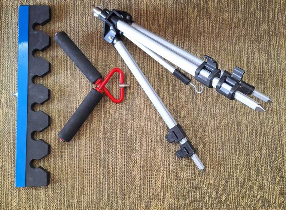Suporte telescópico para canas, alumínio + dois acessórios-Novo