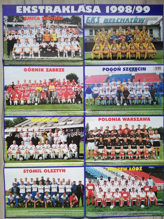 Rozkładany folder drużyn ekstraklasy - sezon 1998/99