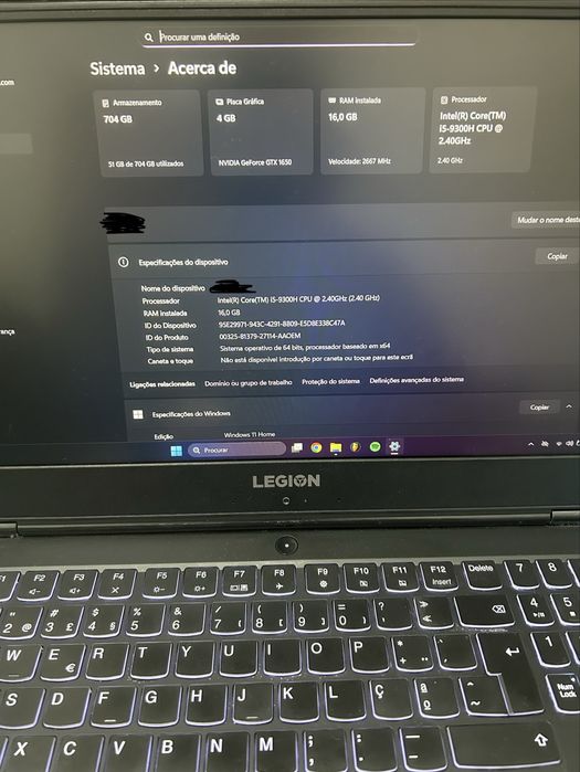 Portatil Lenovo Legion (16gb Ram. GTX 1650)
