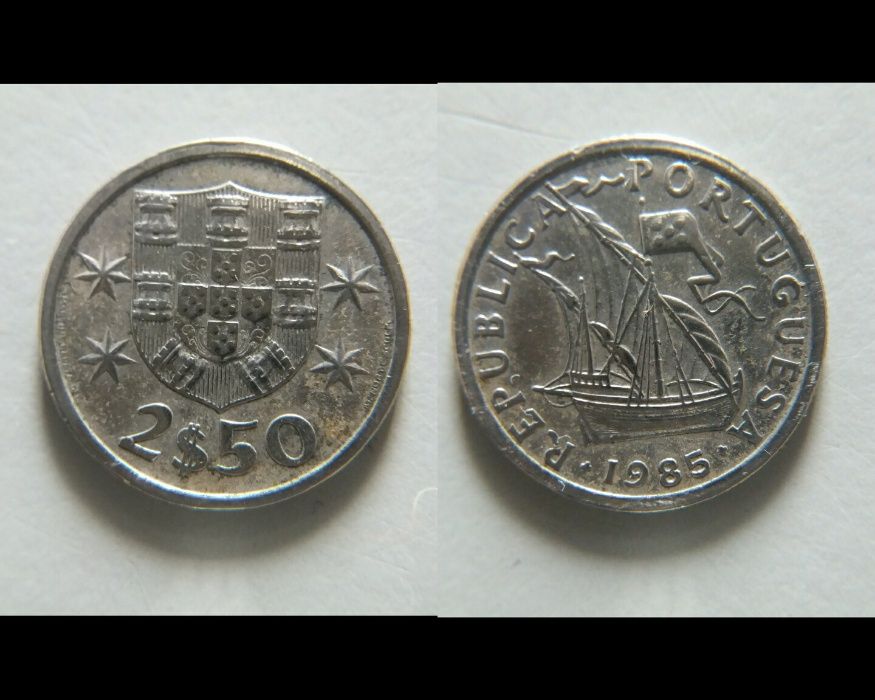 Lote de 5 moedas de 2$50 escudo (Republica)